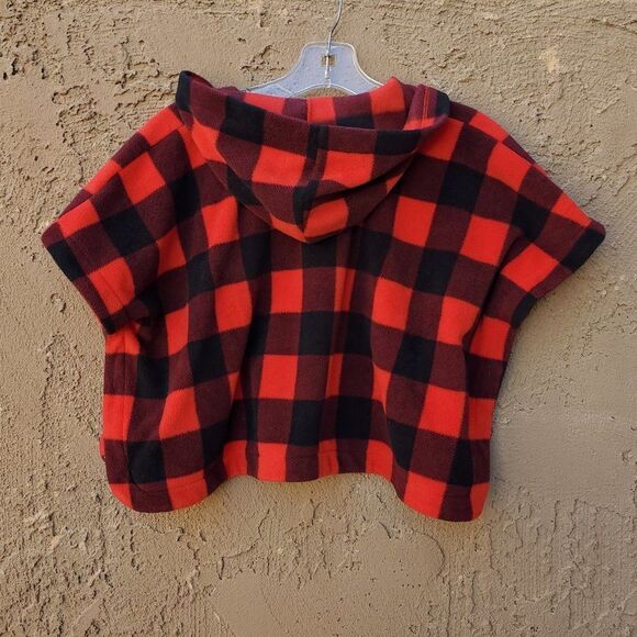 Old Navy red and black buffalo plaid cape coat with hood - Picture 10 of 10